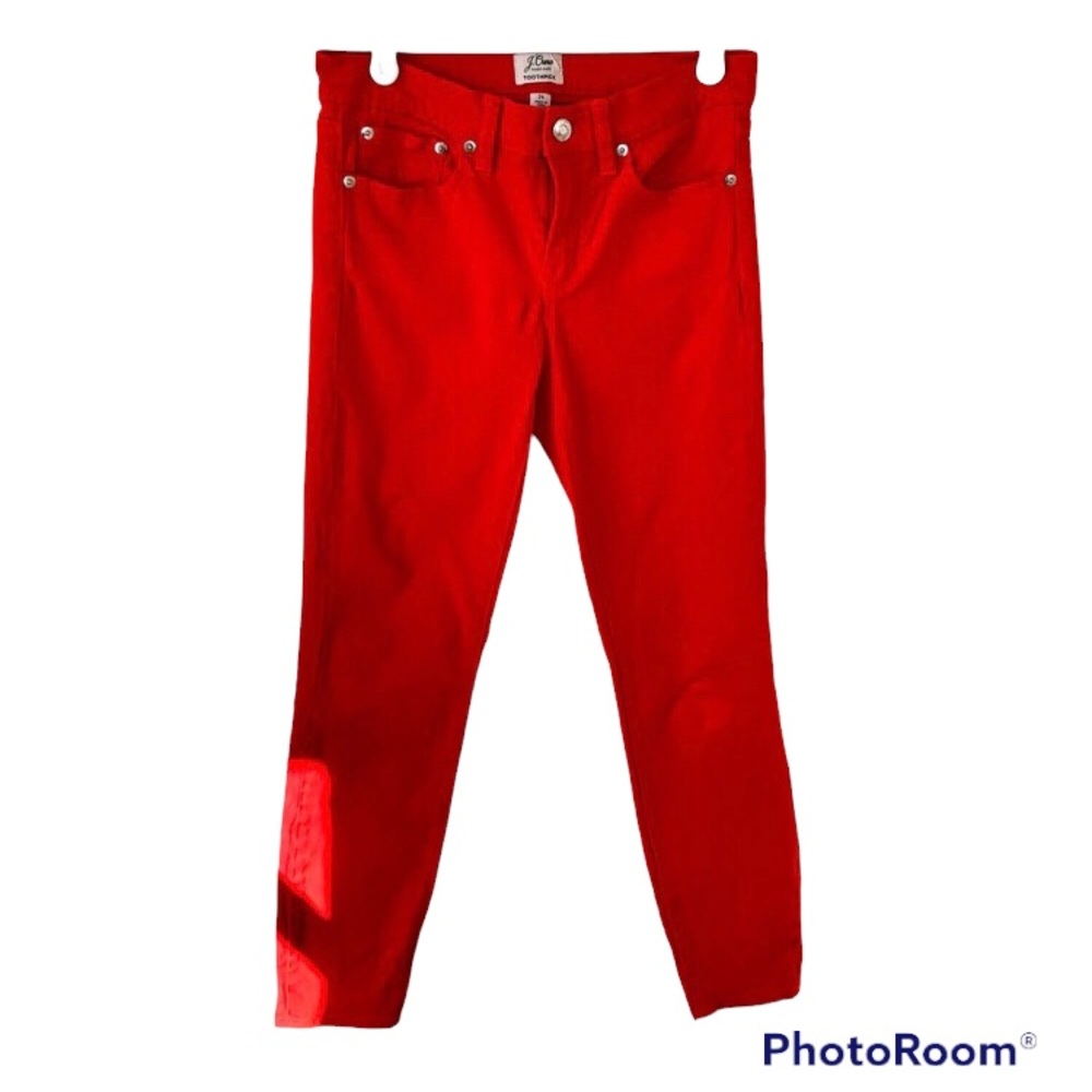 J CREW Orange/Red 9” High-Rise Toothpick Jeans
